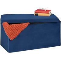 Relaxdays Sitzbank mit Stauraum, Samtbezug, 80 L, Flur, Wohnzimmer,