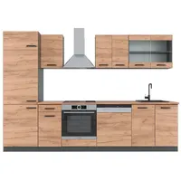 Vicco Küchenzeile R-Line 300 cm Goldkraft Eiche/Anthrazit