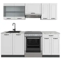 Vicco Küchenzeile R-Line 200 cm Weiß Landhaus/Anthrazit