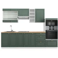 Vicco Küchenzeile Fame-Line 280 cm Grün-Gold Landhaus/Weiß