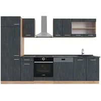 Vicco Küchenzeile R-Line 300 cm Schwarz Beton/Eiche