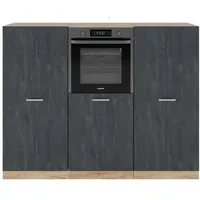 Vicco Küchenzeile R-Line 180 cm Schwarz Beton/Goldkraft Eiche