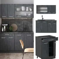 Vicco Küchenzeile R-Line 140 cm Schwarz Beton/Anthrazit