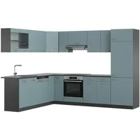 Vicco Winkelküche R-Line L-Form 227 x 287 cm Blau-Grau/Anthrazit