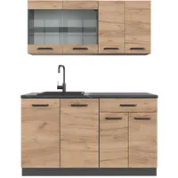 Vicco Küchenzeile R-Line 140 cm Goldkraft Eiche/Anthrazit