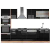 Vicco Küchenzeile R-Line 300 cm Schwarz Hochglanz