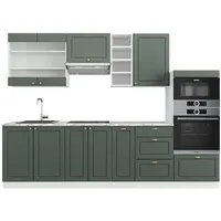 Vicco Küchenzeile Fame-Line 280 cm Grün-Gold Landhaus/Weiß