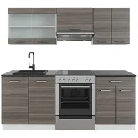 Vicco Küchenzeile R-Line 200 cm Edelgrau/Weiß