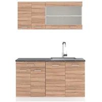 Vicco Küchenzeile R-Line 140 cm Sonoma/Weiß