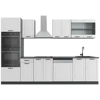 Vicco Küchenzeile R-Line 300 cm Weiß Landhaus/Anthrazit