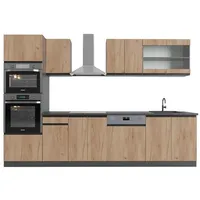 Vicco Küchenzeile R-Line 300 cm Eiche/Anthrazit