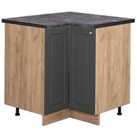 Vicco Eckunterschrank Fame-Line, Anthrazit-Gold/Goldkraft Eiche Wotan, L-Form, 80.5x82x60 cm,