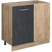 Vicco Eckunterschrank R-Line Schwarz Eiche 86 cm AP Marmor