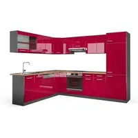 Vicco Eckküche Bordeaux Hochglanz/Anthrazit 227 x 287 cm, AP