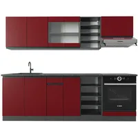 Vicco Küchenzeile R-Line 240 cm Rot/Anthrazit