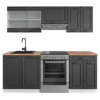 Vicco Küchenzeile R-Line 200 cm Anthrazit Landhaus/Weiß