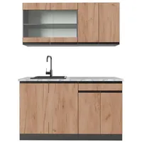 Vicco R-Line SingleKüche Goldkraft Eiche/Anthrazit 140 cm AP Marmor