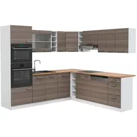 Vicco Winkelküche R-Line L-Form 237 x 247 cm Edelgrau/Weiß