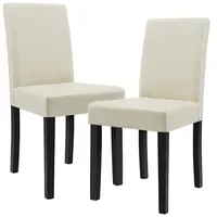 [en.casa] Esszimmerstuhl Hamburg Kunstleder Creme 2er Set