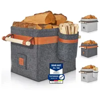 Oakage OAKAGE® Holzkorb für Kaminholz Groß mit Zündholzkorb [Integrierter
