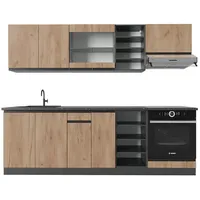 Vicco Küchenzeile R-Line 240 cm Eiche/Anthrazit