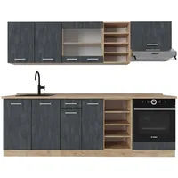 Vicco Küchenzeile R-Line 240 cm Schwarz Beton Eiche