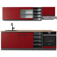 Vicco Küchenzeile R-Line 240 cm Rot/Anthrazit