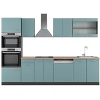 Vicco Küchenzeile R-Line 300 cm Blau-Grau/Anthrazit