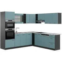 Vicco Winkelküche R-Line L-Form 237 x 247 cm Blau-Grau/Anthrazit