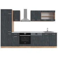 Vicco Küchenzeile R-Line 300 cm Schwarz Beton Eiche