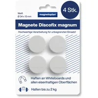 Magnetoplan Magnet Discofix Magnum auf Blisterkarte, 4 Stück, weiß