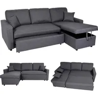 MCW Sofa L-Form, Liegefläche Nosagfederung 228cm ~ dunkelgrau
