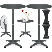 Kesser KESSER® 2in1 Stehtisch klappbar Bistrotisch Aluminium Edelstahlplatte höhenverstellbar