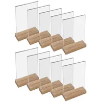 HMF 46944 Acryl Tischaufsteller mit Holzfuß | 10 Stück