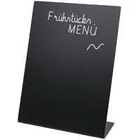 HMF 46430 Tischaufsteller Kreidetafel, L-Aufsteller, DIN A6 Schwarz