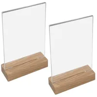 HMF 46944 Acryl Tischaufsteller mit Holzfuß | 2 Stück