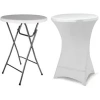 VCM Garten Stehtisch rund klappbar mit Husse