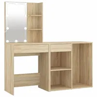 VidaXL LED-Schminktisch mit Schrank Sonoma-Eiche Holzwerkstoff