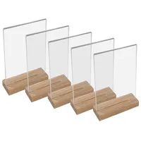 HMF 46944 Acryl Tischaufsteller mit Holzfuß | 5 Stück