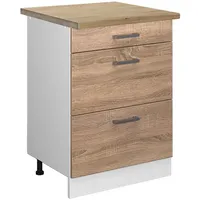 Vicco Küchenunterschrank R-Line 60 cm mit Schubladen, AP Eiche