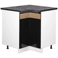 Vicco Eckunterschrank Fame-Line, Schwarz Eiche hochglanz/Weiß 81 cm, AP