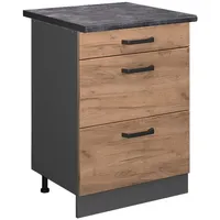 Vicco Küchenunterschrank R-Line, 60 cm mit Schubladen, AP Anthrazit,