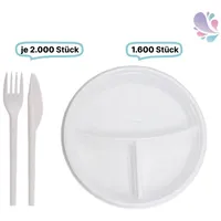 Blanc HYGIENIC SET: Menüteller & Besteck, Mehrwegbesteck, 1600x Teller