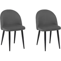 Beliani Esszimmerstuhl VISALIA Samtstoff grau 2er Set