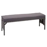 MCW Poly-Rattan Sitzbank G16 Grau Kissen Dunkelgrau