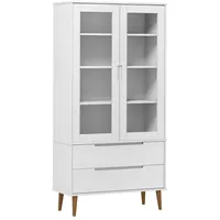 VidaXL Vitrinenschrank MOLDE Weiß 90x35x175 cm Massivholz Kiefer