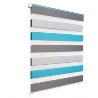 Woltu Doppelrollo Weiss+grau+türkis 45x150cm - Woltu