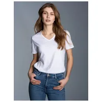 TRIGEMA T-Shirt »TRIGEMA V-Shirt Slim Fit«, (1 tlg.), weiß