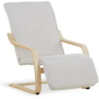 Homestyle4u Relaxsessel mit Fußstütze Cord Grau Schaukelstuhl Holz Natur