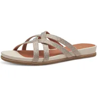 Jana Damen Pantoletten mit Glitzersteinen Vegan, Beige (Beige), 37